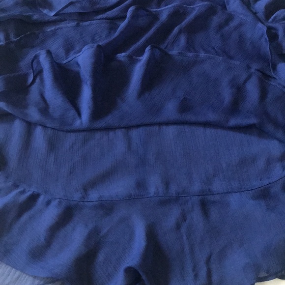 🎃LOFT- Navy Blue Sheer Ruffled Tier Shirt-M - Picture 14 of 14